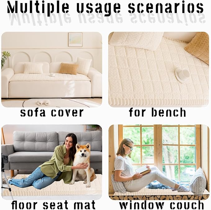 Mitid Sofa Cover Fuzzy Couch Cover for Pet, Couch Covers for Dogs Pets Mat | Washable Non-Slip Sofa Slipcover Cushion Protector Pets Friendly Mat, Dog Couch Cover, Square Couch Covers for Dogs Non Skid