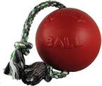 Jolly Pets Romp-n-Roll Rope and Ball Dog Toy, 8 Inches/Large, Red (608 RD)