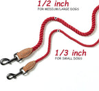Mile High Life Dog Leash Braided Cotton Rope with Leather-Reinforced Ends | Rust-proof 360° swivel clasp, Heavy-duty for small/medium breeds. Great for weddings, daily walks (4 FT, 1/3", Red)