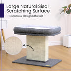 Catry Cat Perch with Washable Replaceable Bed & Wide Sisal Scratching Post | Cat Tree with Washable Replaceable Bed for Large Cats, Thick Sisal Scratching Post, Sturdy Cat Tower, Easy Assembly Cat Tree