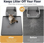Cat Litter Mat 40"x28", Silicone Waterproof Litter Box Mat, Non-Slip Litter Trapping Mat for Cats, Easy Clean Foldable, Dark Gray