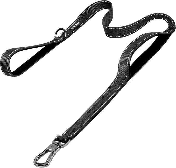 PetiFine 6FT Heavy Duty Dog Leash with Soft Padded Double Handle | Traffic Handle Extra Control,Auto Lock Hook,Reflective Nylon Walking Lead for Large,Medium,Small Breed Dogs
