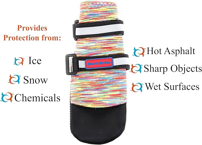 All Weather Neoprene Paw Protector Dog Boots with Reflective Straps in 5 Sizes! (Multicolor XL)