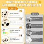 Large Cat Nail File Box, Sturdy Wood with 3 Small Balls & 2 Cat Teaser | Cat Scratch Puzzle Box with Sandpaper Inside Requires No Installation, Cat Puzzle Toys for Scratching & Interactive Play