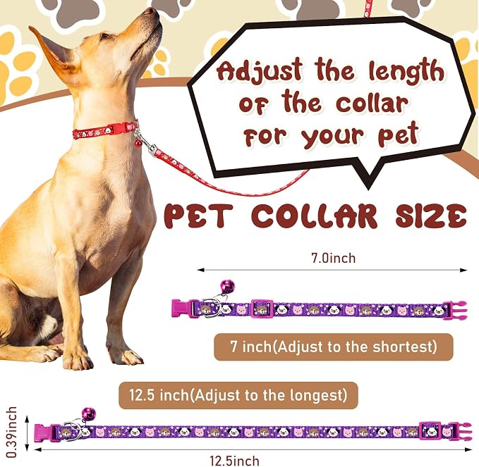 Amylove 48 Pcs Dog Collar and Leash Set, Polypropylene Adjustable Puppy Collars for Medium Dogs Small Pet Puppy Walking Training with Hook and Buckle(Vivid Color,Animal Pattern)