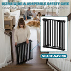 Mumeasy 80" Extra Wide Baby Gate for Doorways & Stairs, Dog Gate Indoor | Hardware Mounted Pet Gate, Auto Close Walk Thru Door, Large Child Safety Fence for Outdoor, Deck, Yard, 3 Metal Panels, Black