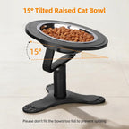 Raised Cat Bowls,Elevated Cat Bowls for Indoor Cats with Height-Adjustable Stand,Non-Slip Stainless Steel Cat Bowls,15° Tilted Cat Food Bowls (1 Pack)