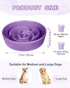 TRUVIC Ceramic Slow Feeder Dog Bowls, 1.5 Cup Puzzle Slow Feeder Bowls for Fast Eaters, Ceramic Dog Food Dish no Black Chin, Puzzle Bowl for Medium Dogs, Purple