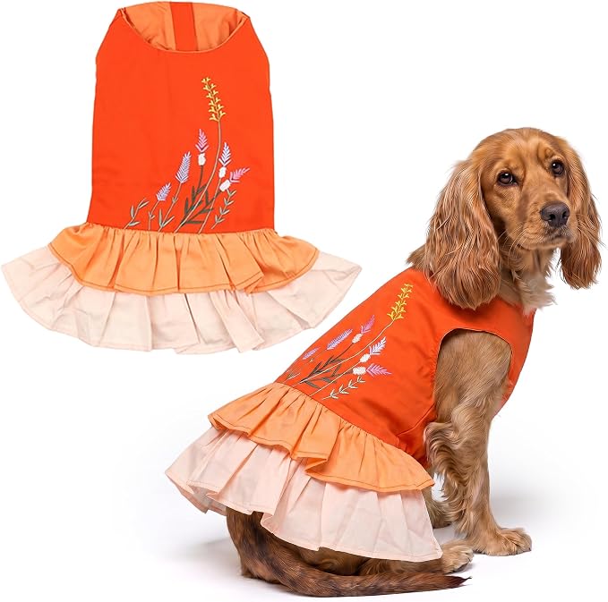 Parisian Pet Dog Dress - Summer Clothes for Large Dogs Girl - Stylish Color Block Pet Dress - Comfortable Designer Dog Outfits - Lightweight and Breathable Puppy Clothes - Garden Dresses for Dogs