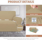 Easy-Going 100% Waterproof Oversized Loveseat Cover, Couch Cover for Sofa | Dual Waterproof Sofa Cover, Stretch Jacquard Sofa Slipcover, Leakproof Furniture Protector for Kids Pets Dog, Sand