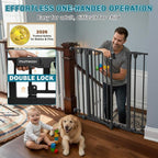 Mumeasy 80" Extra Wide Baby Gate for Doorways & Stairs, Dog Gate Indoor | Hardware Mounted Pet Gate, Auto Close Walk Thru Door, Large Child Safety Fence for Outdoor, Deck, Yard, 3 Metal Panels, Black