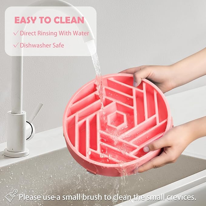 TOBYTO Slow Feeder Dog Bowls Large Medium Breed,Anti-Choking Slow Eating Dog Food Bowl,Non Slip Pet Slower Food Feeding Bowls Large Puzzle Slow Feeder Bloat Stop Maze Dog Dishes,Pink