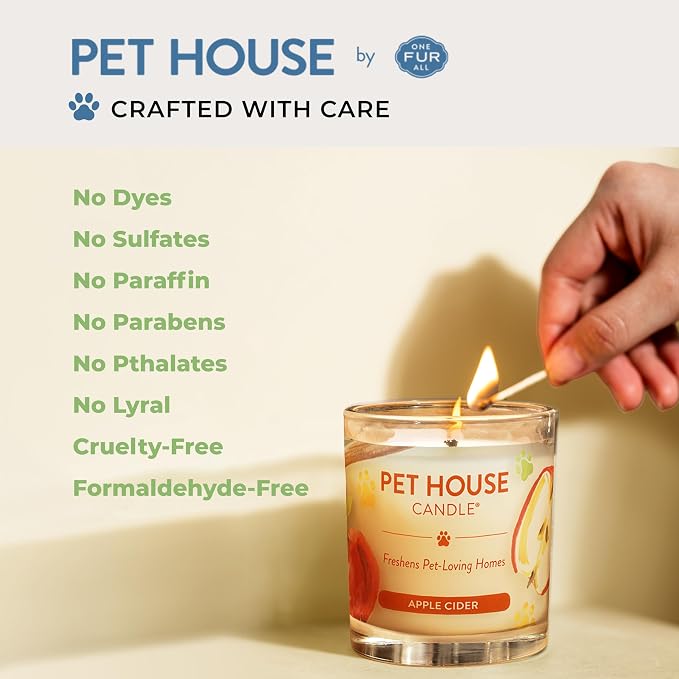 Pet House Candles, Natural Plant-Based, Long Lasting Candles for Pet Odor, 60 Hour Burn Time - Juicy Melon, 9 oz, 2 Pack