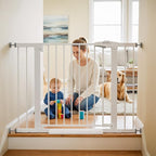 Mumeasy 29.7-43" Baby Gate, Adjustable Safety Gate for Stairs & Doorways | No drill installation, auto close door, one hand operation, adjustable width, for dogs pets babies toddlers