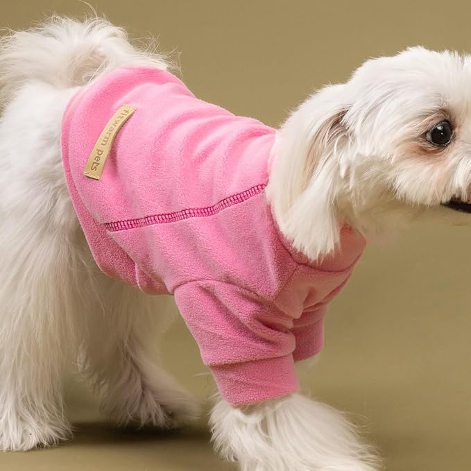 Fitwarm 3 Pack Classic Fleece Dog Sweater, Turtleneck Dog Sweatshirt, Dog Winter Clothes for Small Dogs Girl, Pet Pullover Jumper, Cat Apparel, Pink, Rose, Baby Pink, XL