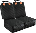 PETICON 2 Pack Pet Car Seat Cover for Front Seat, Captain Chair Seat Cover | Waterproof Pet Seat Protector, Full Protection with Side Flaps, Non-Slip, Large Front Storage Pocket, Fits Cars/Trucks/SUVs