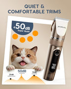 Cat Clippers for Matted Long Hair,Cordless Cat Grooming Kit | Low Noise,2 Speed,Rechargeable,4 Hours Long Battery Life,Removable Ceramic Blade,Cuts Thick Mats,For Cats and Pets