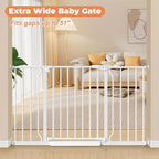 29"-51" Extra Wide Baby Gate, No Drilling Auto Close Dog Gate, White | Indoor for Doorways & Stairs, Pressure Mounted Adjustable Pet Gate, Easy Walk Through Gate for Baby & Pet Stroller Friendly