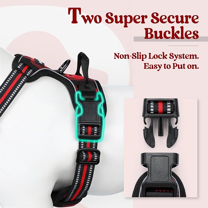 rabbitgoo Dog Harness, No Pull for Small Dogs with 2 Leash Clips, Pet Vest | No Choke with Handle, Adjustable Soft Padded, Reflective, Easy Control for Walking, Red Plaid, Small