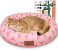 Zerbuger Cat Bed, 20In Dog Beds for Small Dogs, Calming Cat & Dog Beds for Indoor Pets, Pet Beds Comfortable Donut Round Ultra Soft (Pink Pattern, 20.0" L x 20.0" W x 6.5" Th)