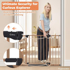 Baby Gate No Drilling, 29"-40" Dog Gate Indoor for Stairs & Doorways | Auto Close, Pressure Mounted Adjustable Pet Gate Indoor, Easy Walk Through Child Gate for Baby & Pet Stroller Friendly, Brown
