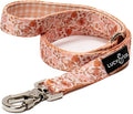 Lucy & Co. 5 Foot Designer Dog Leash for Small, Medium or Big Dogs or Puppies Puppy – Pet Accessories & Supplies- Small-Peach Pink Floral Plaid