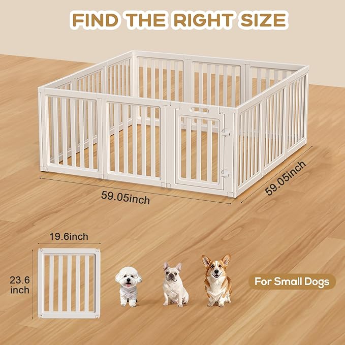 Dog Playpen, Clear Dog Pen, Dog Pen Indoor, Easy to Install and Remove Dog Play Pen, Puppy Playpen Suitable for Dogs, Cats,Dog Playpen Indoor (White, 23.6 inch Height, 12 Panels)