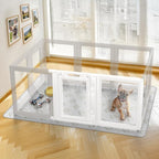 FXW AuraSpace Clear Acrylic Indoor Dog Playpen, 30" H, 2 Panels, White | Open View, Modern Home Fit, No Climbing Bars, Tool-Free Setup, Includes 1 Gate & 1 Panel, For Small & Medium Dogs