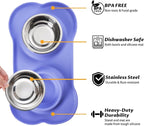 Hubulk Pet Dog Bowls 2 Stainless Steel Dog Bowl with No Spill Non-Skid Silicone Mat + Pet Food Scoop Water and Food Feeder Bowls for Feeding Small Medium Large Dogs Cats Puppies (X- Large, Purple)…