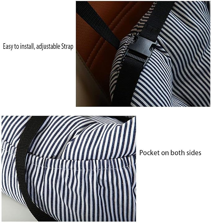 BLOBLO Dog Car Seat Pet Booster Seat Pet Travel Safety Dog Bed for Car with Storage Pocket (Coffee Stripe)