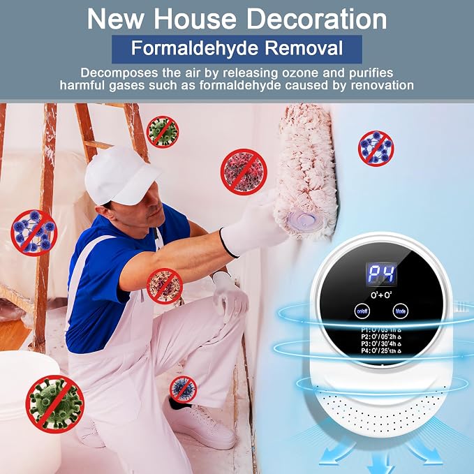 Ozone Odor Eliminator for Strong Odor 99% Cat Litter Deodorizer Pets Poof | Odor Removal Air Ionizers Home Plug-in Air Purifier for Bedroom, Toilet, Kitchen, Shoe, Smoke, Formaldehyde Air Freshener