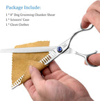 JASON Dog Grooming Chunker Scissors - 8" Blending Thinning Shears 26 Tooth | Ergonomic Cats Scissor Texturizing Shear Pets Trimming Kit with Offset Handle, Sharp, Comfortable, Gift