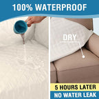 H.VERSAILTEX Sofa Cover, 100% Waterproof Slipcover Furniture Protector, Washable Couch Cover with Non-Skid Backing and Elastic Straps for Kids, Dogs, Pets(Oversized Sofa, Coconut Milk)