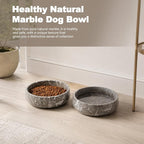Karibiber Marble Dog Bowl, 6lbs Weighted Dog Food Bowl, Non-Slip Large Heavy Water Bowls, Grey Stone Food and Water Dish for Medium Dogs, Natural Marble, Easy to Clean, Holds 6 Cups