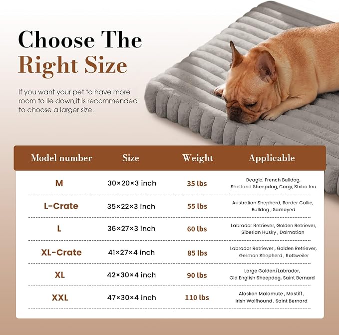 Extra Large Orthopedic Dog Crate Bed with Waterproof Lining | Egg crate foam for joint support. Soft plush surface. Non-slip bottom. Removable & machine washable cover. OEKO-TEX certified