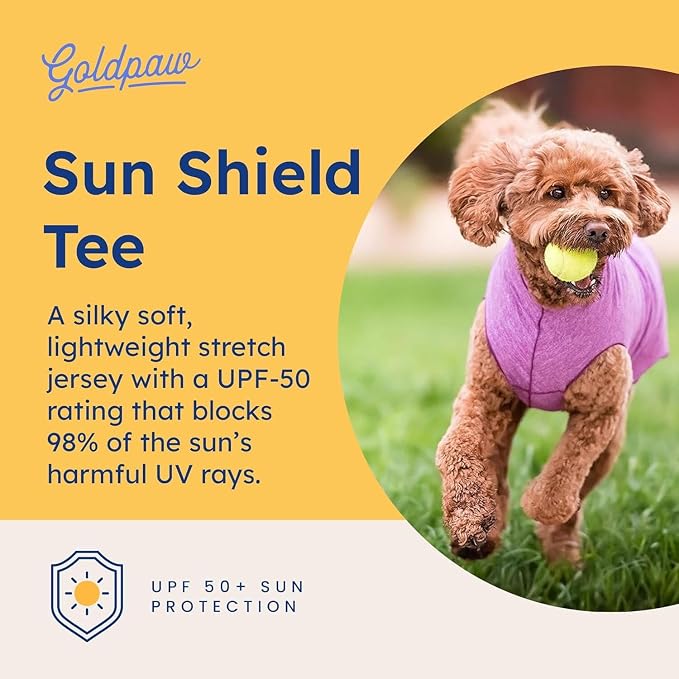 Goldpaw Dog Sun Shirt with UV Protection - Lightweight, Cooling Sun Protection Clothing for Dogs - Reduce Heat Absorption - Pet Clothes Made in the USA - Machine Washable - Size 18 - Baja Beach