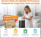AIRROMI Air Purifier for Bedroom with HEPA 3-in-1 Filter, Pet Air Purifier for Home Cat Pee Smell, Covers Upto 990 Ft², Quiet 360°intake Air Cleaner for pet hair,allergies,Dust,Smoke A2001 Black