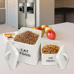 Morezi Farmhouse Cat Food Storage Container with Lid and Scoop, Pet Food Treats Holder, Sturdy Canister Tins for Kitchen Countertop, Shelf, Great Gift for Pet Owners, 5 lbs