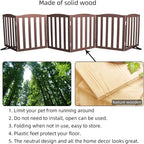 ZJSF Foldable Freestanding Indoor Dog Gate for House Wood Long Pet Gates Dog Fence for Stairs Puppy Gates for Hallways, Puppy Gate,Support Feet Included, Brown, 24 "Height-6 Panels