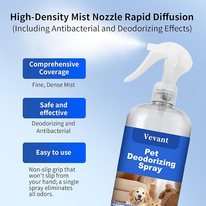 Pet Odor Eliminator Spray, for Cat & Dog Deodorizer, 16.9 fl.oz | Cat & Dog Deodorizer, Safe and non irritating, Removes Odors from Pet Secretions, Feces, Urine, For Furniture & Pet Supplies