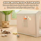 ndoor Dog House with Frame, Cute Dog Tent Bed with Cover Cave | Breathable, Washable, and Foldable House, Suitable for 36-66 Lb, Large (29"×29"×29"), Beige