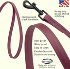 Dogline Biothane Waterproof Dog Leash Strong Coated Nylon Webbing with Black Hardware Odor-Proof Easy to Clean High Performance for Small or Large Dogs Made in USA 4 or 6 ft Lead, Merlot Burgundy