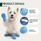 Dog Shoes, Non-Slip Dog Booties for hot Pavement, 4Pcs Blue 4# | Waterproof TPE Sole, Breathable Dog Boots with Reflective Straps, Idear for Hardfloors, Outdoor, Small Medium Paw Protectors