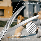 HASHIMOTO Curved Fluffer Scissors for Dog Grooming, 42 Teeth, 7.0 inch. | 50% Thinning Rate, Remove Bulk Quickly While Leaving a Natural Finish, Lightweight, 440C Stainless Steel