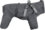 Mile High Life Waterproof Dog Raincoat, Full Coverage Small Dog Rain Coat with Harness, Adjustable 4 Legs Puppy Rain Jacket with Reflective Strip and Elastic Cuffs (Gray, M Back Length 14.6")