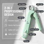 2-in-1 Dog Nail Grinder & Dog Nail Clipper for Sensitive Pets | Whisper-Quiet Claw Trimmer, with 2 LED Light & Safety Lock, Nail Clipping Collector Box, Painless Paws Grooming & Smoothing