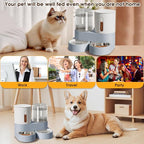 Automatic Gravity Cat Dog Feeder and Water Dispenser with 304 Stainless Steel Bowls 2 in 1 360 Degree Rotatable Auto 2.4L Dry Food and 2.6L Water Bowl for Small Medium Pet Dog Puppy Kitten (Blue)