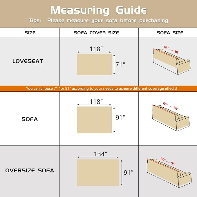 Couch Covers for 3 Cushion Couch Sofa Washable Cat Scratch Proof Sectional Couch Covers L Shape Sofa Cover Slipcovers Couch Furniture Protector for Pets Dogs Kids, 91" x 118", Creamy White