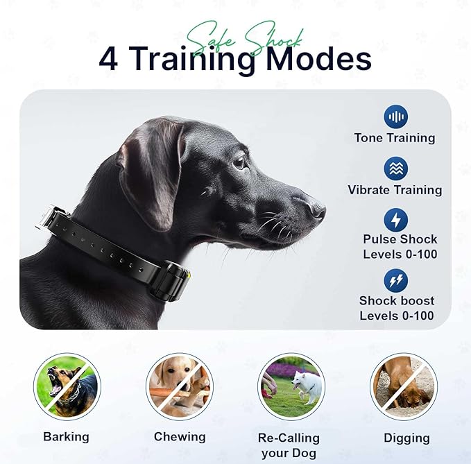 My Pet Command Long Range Dog Training Collar 1 Mile/5280 Ft, 2 Collar Pack | Safe Shock, Vibrate, Tone, Flashing Night Beacon Lights, Rechargeable, Waterproof, Remote Training Device