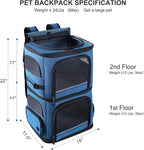 Double Cat Carrier for 2 Cats,Dog Backpack Carrier for Medium Dogs,Double Compartment Pet Carrier Backpack for Dual Pets,for Outdoor Traveling/Stroll and Picnic (Blue)